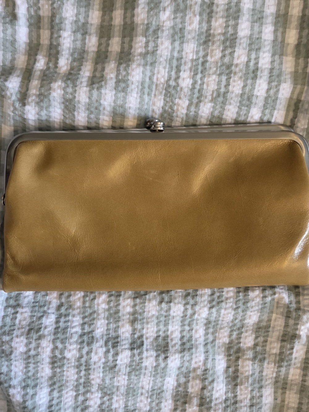 HOBO Golden Mustard Leather Frame Clutch